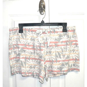 Hurley Women's Elastic Waist Drawstring Casual‎ Lounge Shorts Palm Tree Multi LG